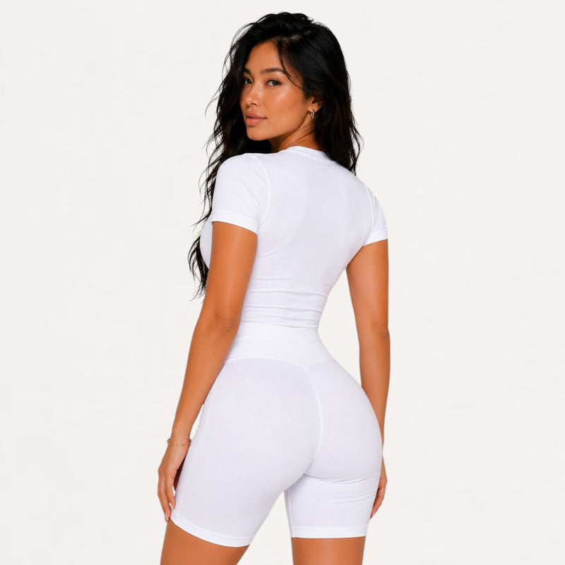 Women's 2-Piece Seamless Yoga Set - High-Waist Leggings/Shorts and Sports Bra for Workout, Gym, and Activewear